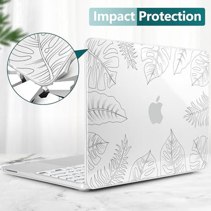 Batianda Case for MacBook Neo 13 Inch 2026 Model A3404, Tropical Line Art | 4-in-1 Laptop Accessories Bundle with Tropical Leaf Line Art, Ultra Slim Hard Shell for Minimal Style Users - color: Tropical Line Art