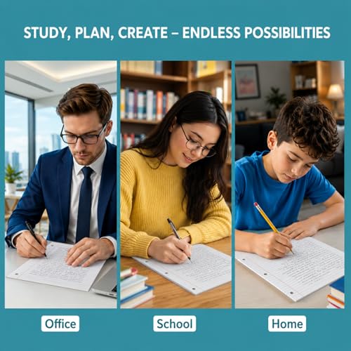 School Supply Boxes | Wide-Ruled Loose Leaf Paper | 6 Pack | 100 Sheets Per Pack, 3-Ring Binder Compatible - color: Wide-Ruled, size: 6 Pack