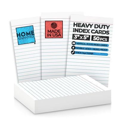 Home Advantage Vertically Ruled White Mini Index Cards, Note Cards (3x5)