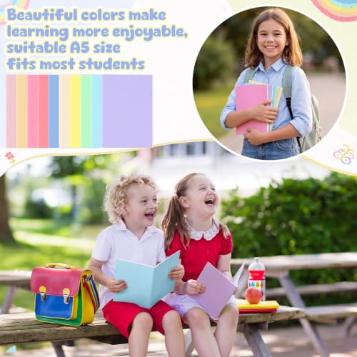 Handepo 100 Pack A5 Composition Notebooks Bulk 5"x8" Wide Ruled Soft Cover Journals, 60 Pages Composition Notebooks Bulk School Supplies for Students Classroom Office - color: Classic Macaron, size: A5