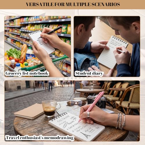 BESARME 10 Pcs Small Notepads 3x5, Kraft Spiral Pocket Notebook Bulk | Mini Lined Notepad, Memo Pads for Men, Students Back to School Gift - color: Kraft