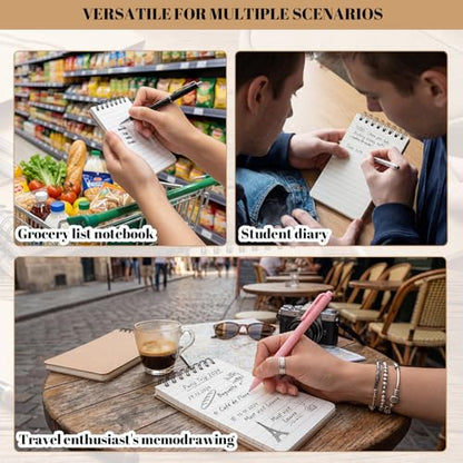BESARME 10 Pcs Small Notepads 3x5, Kraft Spiral Pocket Notebook Bulk | Mini Lined Notepad, Memo Pads for Men, Students Back to School Gift - color: Kraft