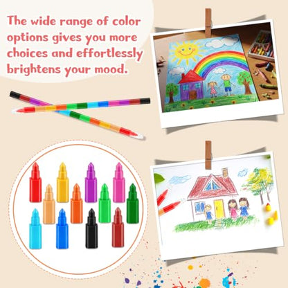 50 Pcs Stackable Crayons, 12 Colors Stacking Buildable Crayons Colorful Stackable Pencils Party Favors DIY Rainbow Pencil for Adults Office Birthday Party