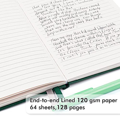 feela 12 Pack Notebooks Journals Bulk with 12 Black Pens, A5 Hardcover Notebook Classic Ruled Journal Set with Pen Holder for School Business Work Travel Writing, 120 GSM, 5.1”x8.3”, Dark Green - color: 12 Pack dark green