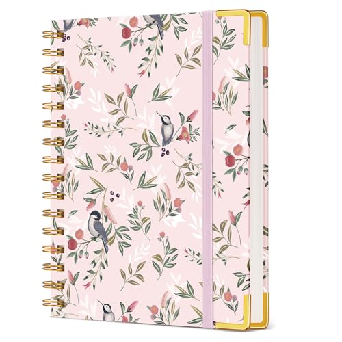Cute Spiral Notebook Journal for Women, 160 Pages Lined Notebooks 5.75” x 8.38”, A5 Hardcover Spiral Journals with 100 GSM Thick Paper, College Ruled Notebook for Writing Work School, Woodland Floral - color: Woodland Floral, size: A5