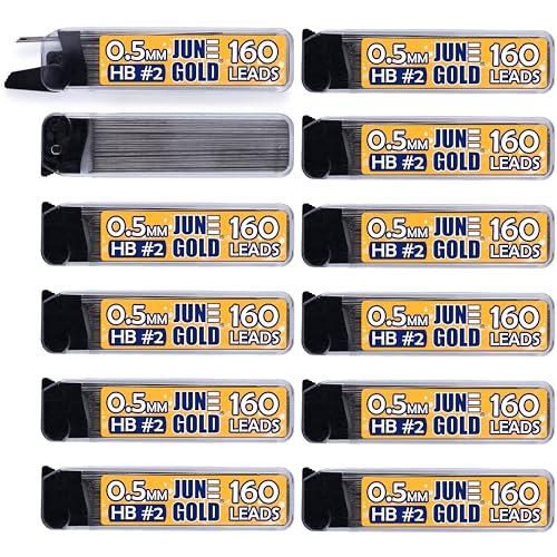 June Gold 1920 Pieces, 0.5 mm HB #2 Lead Refills, 12 Dispensers, 160 Pieces Per Dispenser, Fine Thickness, Break Resistant Lead/Graphite - style: 0.5 mm