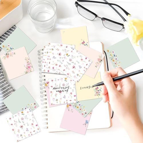 Wildflower Sticky Notes Gifts, 9 Pack Flower Notepads 3x3 Inches, Floral Spring Summer Self-Adhesive Memo Pads, School Teacher Office Study Supplies Gift (450 Sheets) - style: Wildflower