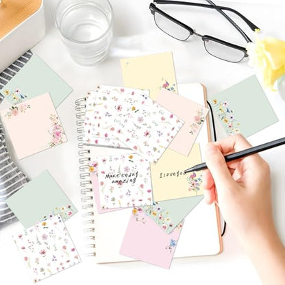 Wildflower Sticky Notes Gifts, 9 Pack Flower Notepads 3x3 Inches, Floral Spring Summer Self-Adhesive Memo Pads, School Teacher Office Study Supplies Gift (450 Sheets) - style: Wildflower
