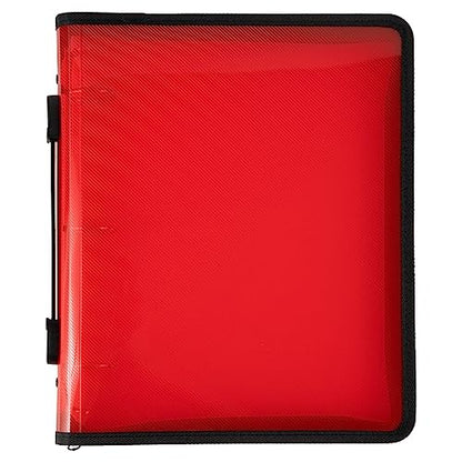 JAM PAPER Plastic Zipper 1.5 inch Binder - Red 3 Ring Binder - Sold Individually - color: Red