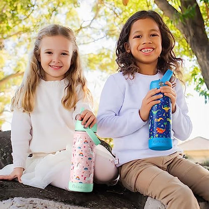 Fimibuke 18oz Kids Insulated Water Bottle, 18/8 Stainless Steel Kids Cups | BPA FREE Travel Tumbler with Straw Double Wall Vacuum Leak Proof Metal Toddler Water Bottle for School Boys Girls, 1 Pack - color: A3. Construction Trucks