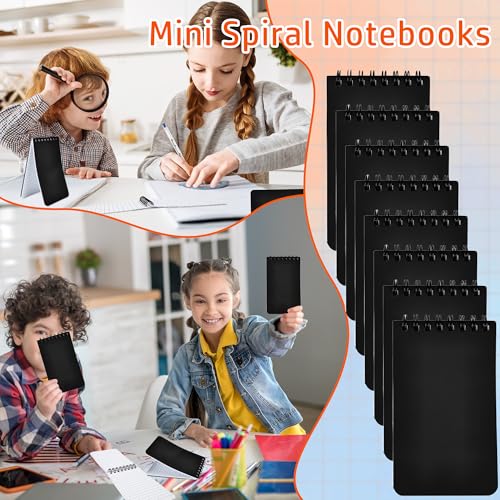 80 Pcs Mini Spiral Notebooks Bulk Black Pocket Notepads 3 x 5 Inch 60 Sheets/120 Pages Small Spiral Notepads for Kids School Classroom Office
