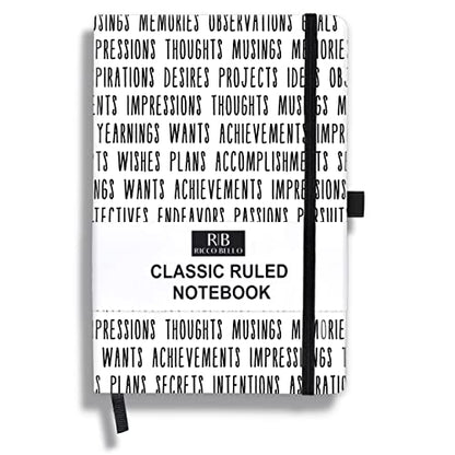 RICCO BELLO Lined Journal Notebook, Goals, Hardcover, 5.7 x 8.4-Inches | 96 Sheets / 192 Pages, College Ruled, Pen Holder, For Work & Notes - color: BNWGoals