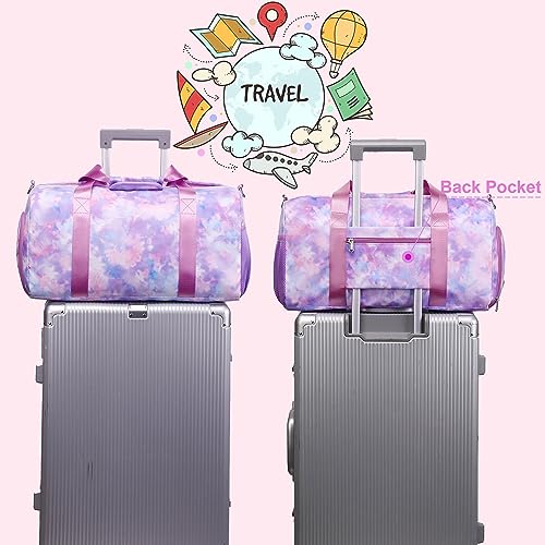 Jumpopack Duffle Dance Bag for Girls - Ballet, Gymnastics & Sports - Sleepover & Overnight Bag with Shoe Compartment,Tie Dye Purple - color: Tie Dye Purple