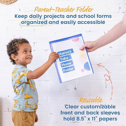 ECR4Kids 2-Pocket Parent-Teacher Classroom Communication Folder, School Supplies, Blue, 36-Piece - color: Blue