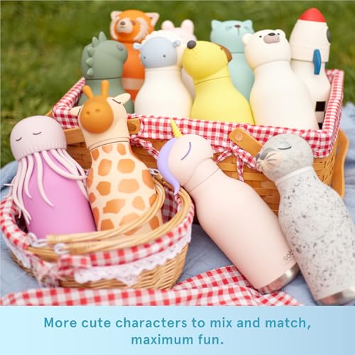 asobu Bestie Bottle Limited Edition Collectible Kids Water Bottle with Animal Character Lid 16oz (460ml) Insulated Stainless Steel, Leakproof, Reusable with Straw Fun Gift for Girls & Boys - color: HURLEY THE SHARK