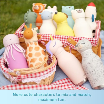 asobu Bestie Bottle Limited Edition Collectible Kids Water Bottle with Animal Character Lid 16oz (460ml) Insulated Stainless Steel, Leakproof, Reusable with Straw Fun Gift for Girls & Boys - color: HURLEY THE SHARK