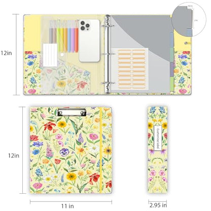 3 Ring Binder 2 Inch, Three Ring Binders Organizer with Clipboard, 5-Tabs Pockets Dividers, Plastic Folder, 18 Divider Stikers, KLLVE Cute Binder with Pen Loop (Garden Party, Letter Size) - color: Garden Party, size: 2in（Letter Size）