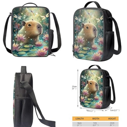 Cute Capybara School Backpack Set 3Pcs with Lunch Box Pencil Case Girls Backpacks Ages 6-18 Portable Lunch Bag Multifunctional Pencil Case Gift for Girls Boys - color: Capybara Cute