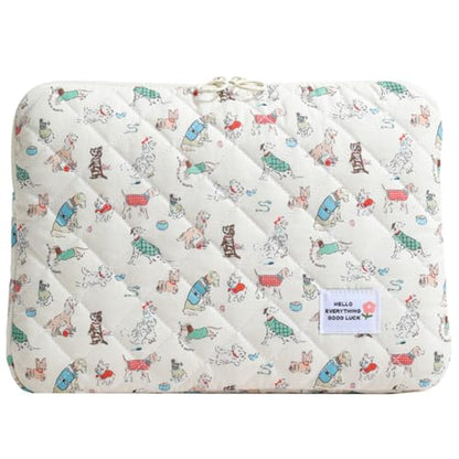 Puffy 13 Inch Quilted Laptop Sleeve, Shockproof Protective Bag with Soft Pad, Kawaii Aesthetic Design, Carrying Case for 13" Notebook - color: Dog