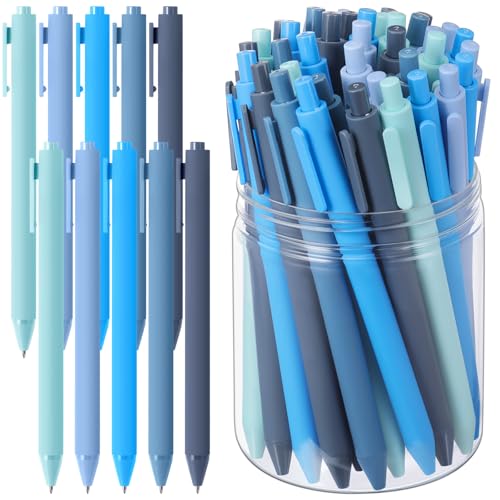 Crtiin 50 Pcs Gel Pens Bulk, 0.5mm Fine Point Black Ink Pen with Assorted Colored Retractable Quick Dry Pens for Office Teacher, Journaling, Server, Classroom, Back to School Supplies (Blue Series) - color: Blue Series