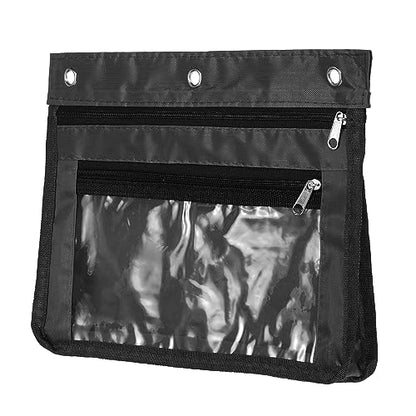 PATIKIL Expandable Pencil Pouch for 3 Rings Binder, 1 Pack Oxford Cloth Large Capacity Zipper Binder Pouch Pencil Cases for Office Home, Black - color: Black