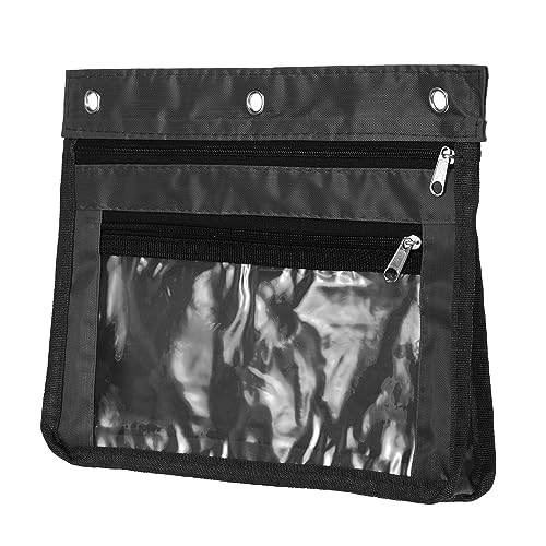 PATIKIL Expandable Pencil Pouch for 3 Rings Binder, 1 Pack Oxford Cloth Large Capacity Zipper Binder Pouch Pencil Cases for Office Home, Black - color: Black