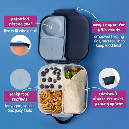 b.box Mini Lunch Box Kids | 4.25 Cup Leak Proof Bento Box for Kids Ages 3+ | 3 Compartment Snack Containers, School Lunch Container, Dishwasher Safe, BPA-Free, PFAS-Free - Midnight - color: Midnight, size: 1-pack