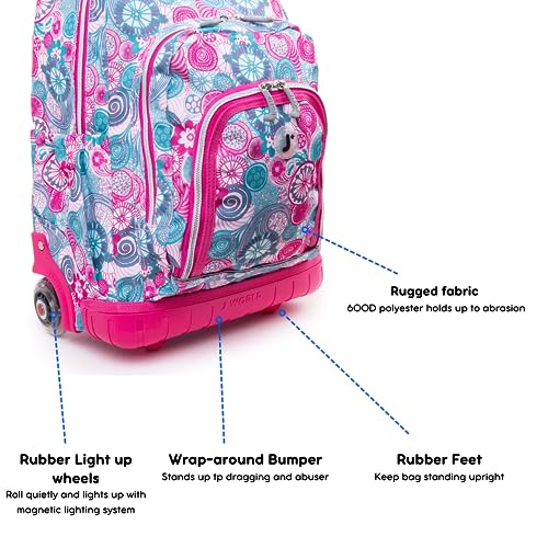 J World Lollipop Kids Rolling Backpack & Lunch Bag Set for Elementary School. Carry-On Suitcase with Wheels, Blue Raspberry - color: Blue Raspberry