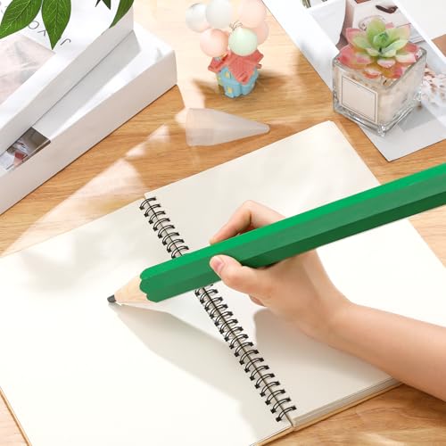 16 Inch Wooden Large Jumbo Pencils Giant Big Funny Wood Pencil with Cap and Eraser Fun Novelty Gifts for Kids School Kindergarten Home Office Prop Supplies(Green) - color: Green