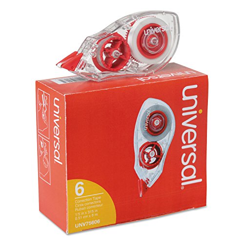 Universal 75606 Correction Tape with Two-Way Dispenser, Non-Refillable, 1/5-Inch x 315-Inch, 6/Pack