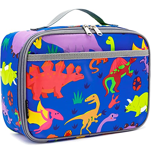 FlowFly Kids Lunch box Insulated Soft Bag Mini Cooler Back to School Thermal Meal Tote Kit for Girls, Boys, Dinosaur - color: Dinosaur