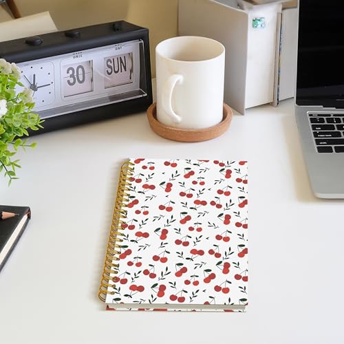 Cute Cherry Spiral Notebook, Cherry Gifts for Women Journal, Fruit Lover Gifts, Girly Aesthetic Fruit Journal Notebook, 5.5x8.3 Inch - color: Cherry