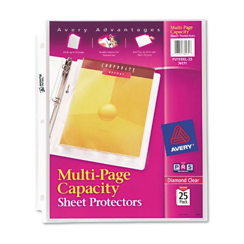 Avery 74171 Sheet Protectors, Top Load, 11-Inch x8-1/2-Inch, 25/PK, Diamond Clear