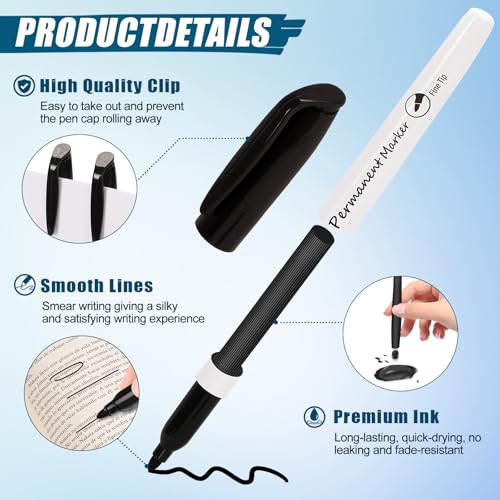 Permanent Markers Bulk, 120 Pack Black Fine Point Markers, Quick Dry Waterproof Markers for Plastic, Glass, Wood & Metal, Back to School Supplies, Office, Home & Warehouse - color: Black