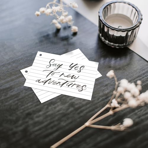 500PCS White Index Cards, 3x5 Inches Flash Cards with Ring, Lined on Both Side Notecards Ruled Study Card Flashcards Heavy Note Cards for Studying, Learning, School, College - size: 3x5(white）