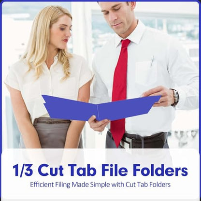 File Folder, PANDRI 120 Pack File Folder, 1/3 Cut Tab, Letter Size, Filing Folder for Office School Business, Royal Blue - color: Royal Blue