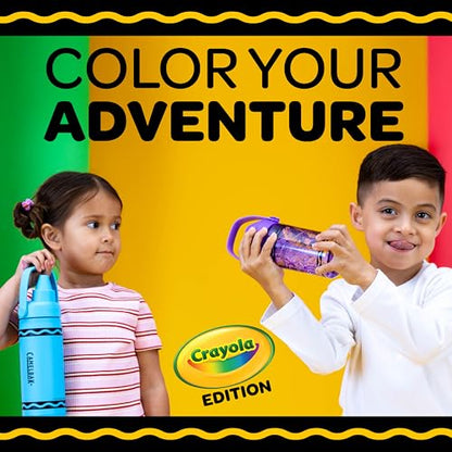CamelBak Crayola Flip Straw Kids Water Bottle with Bite Valve, Tritan Renew Design for School and Everyday Use, 14oz, Cherry Red - color: Cherry Red