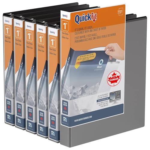 QuickFit View Binder, 3-Ring Binder for School or Office, D Ring, Black, 6 Pack, 1 Inch - color: Black, size: 1 Inch, style: 6 Pack