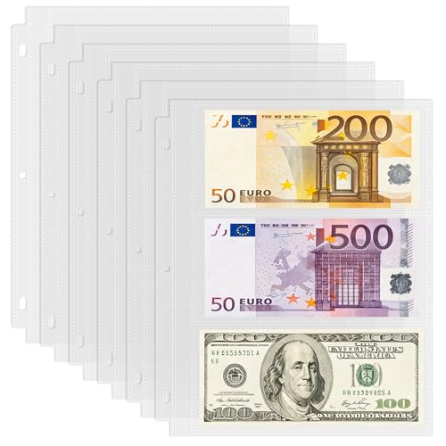 Aegero 25 Pack （7.6x3.6inch ） 3 Pockets Currency Sleeves for 3 Ring Binder, Currency Collection Sleeves, Cash Collecting Album Refill Page, for Collecting Dollar Bills, Paper Money,and Coupons - size: 7.6x3.6inch-3pocket, style: 25 pack