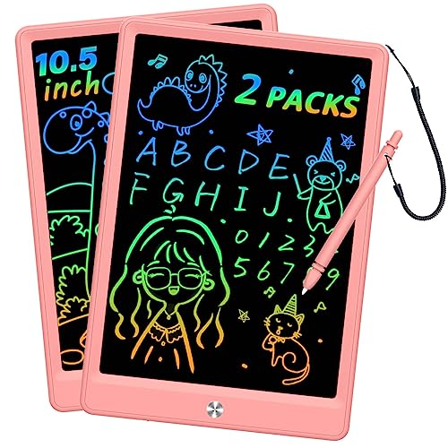BUKEBU LCD Writing Tablet Doodle Board, Colorful Drawing Pad, Electronic Drawing Tablet, Drawing Pads,Travel Gifts for Kids Ages 3 4 5 6 7 8 Year Old Girls Boys (10.5 inch, Pink&Pink) - color: Pink&pink, size: 7"W x 10.4"H