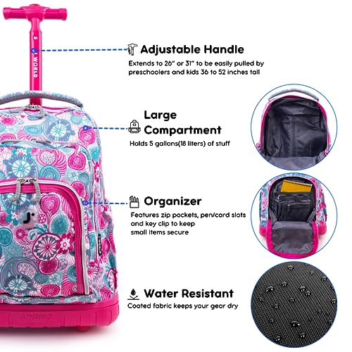 J World Lollipop Kids Rolling Backpack & Lunch Bag Set for Elementary School. Carry-On Suitcase with Wheels, Blue Raspberry - color: Blue Raspberry