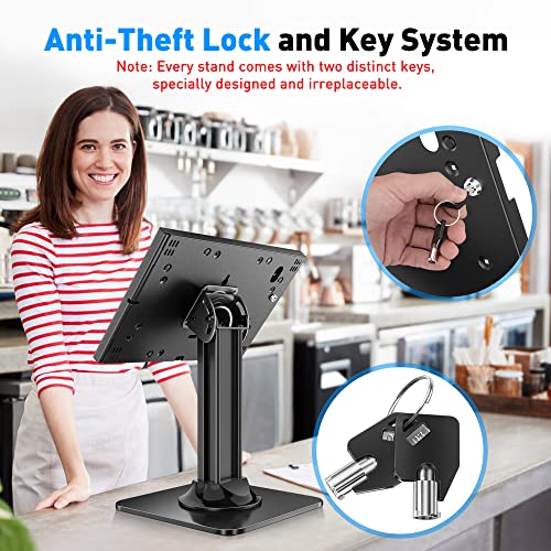 AboveTEK Anti-Theft iPad Kiosk Stand – POS iPad Security Stand & Locking Tablet Holder – Heavy Duty Base, 360° Swivel, 75° Tilt Bracket – Perfect for Retail Business - color: Black