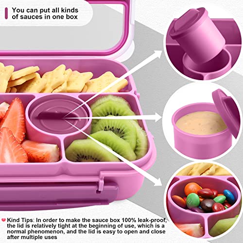 Amathley Bento Box Adult Lunch Box Kids,Lunch Containers for Adults/Kids/Toddler,5 Compartments Bento Lunch Box with Sauce Vontainers,Microwave & Dishwasher & Freezer Safe,BPA-Free (Purple) - color: Purple