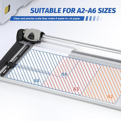 Rotary Paper Trimmer, 15 Sheets Heavy Duty Paper Trimmer, 670mm(26.37") Cutting Length, Commercial Grade Rotary Paper Cutter for Home/Office/School, Black & Silver - size: 26.37"