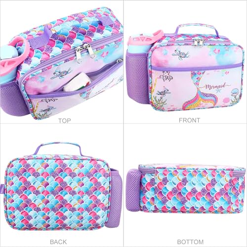 RHCPFOVR Kids Lunch Bag - Insulated Lunch Box for Boys Girls,Washable Lunch Bag and Reusable Toddler Leak-proof Lunchbox for School and Daycare - color: Blue Mermaid