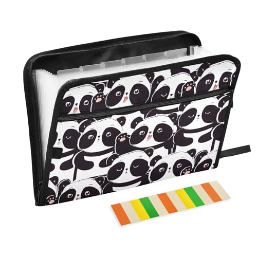 Pattern Panda Bear File Folders, Plastic Folders with 13 Pockets, Expandable File Folder for Documents School Students Office, Aesthetic Folder with Labels A4 Letter Size - color: Multicolor 20
