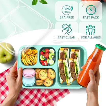 Bento Lunch Box - 4 Pack, 4-Compartment Meal Prep Containers, Adult Bento Box, Microwave & Dishwasher Safe (PP(Blue)) - color: PP(Blue )