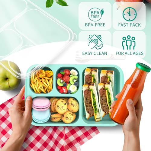 Bento Lunch Box - 4 Pack, 4-Compartment Meal Prep Containers, Adult Bento Box, Microwave & Dishwasher Safe (PP(Blue)) - color: PP(Blue )