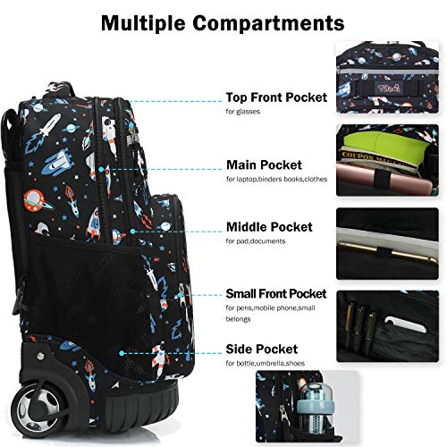Tilami Rolling Backpack 19 inch with Lunch Bag Wheeled Laptop Backpack, Astronaut - color: Astronaut