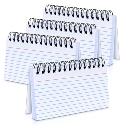 Tecmisse 200 PCS Index Cards, 3x5 Inches Spiral Bound Index Cards, Ruled Flashcards, White Notecards for Taking to Do List, School and Office Use (White)